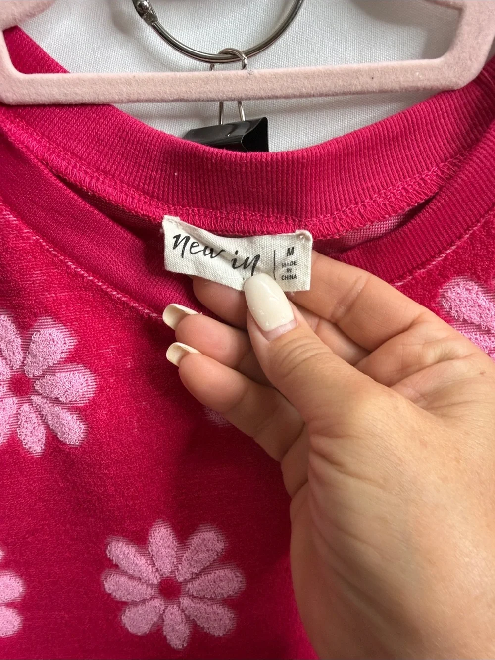 Girls Hot Pink Floral Short Sleeve Pajama Set with Pocket
